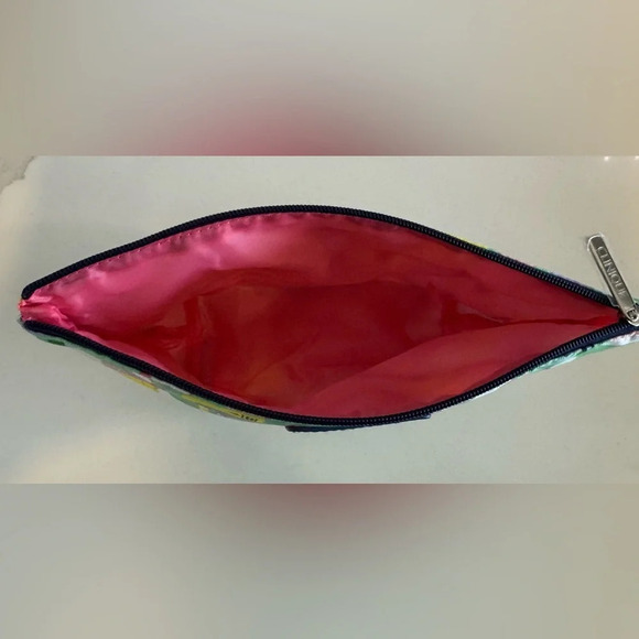 Clinique x kate spade cosmetic bag makeup mint green pink blue print logo 10"x6" - Picture 3 of 4